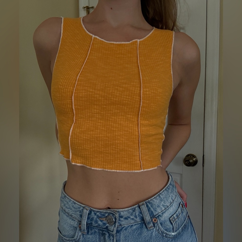 Princess Polly Orange Ribbed Tank Top